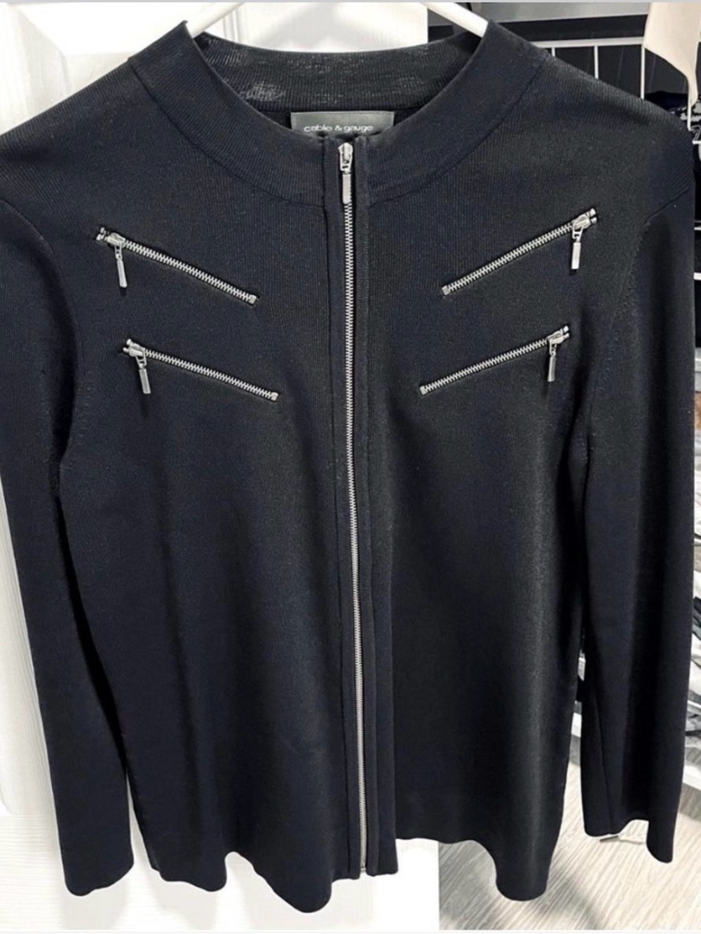 Cable & Gauge Ribbed Zip-Front Jacket